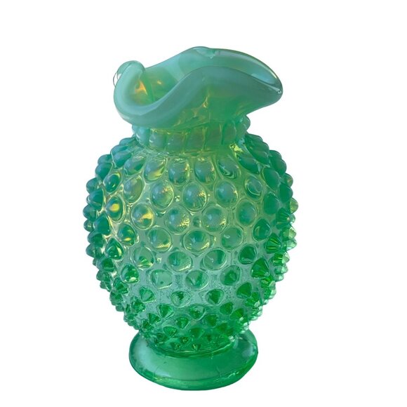 Fenton Vintage, Fuffled Edge, Fenton Vase, Pressed Glass, Opalescent   4" High b - Picture 10 of 11